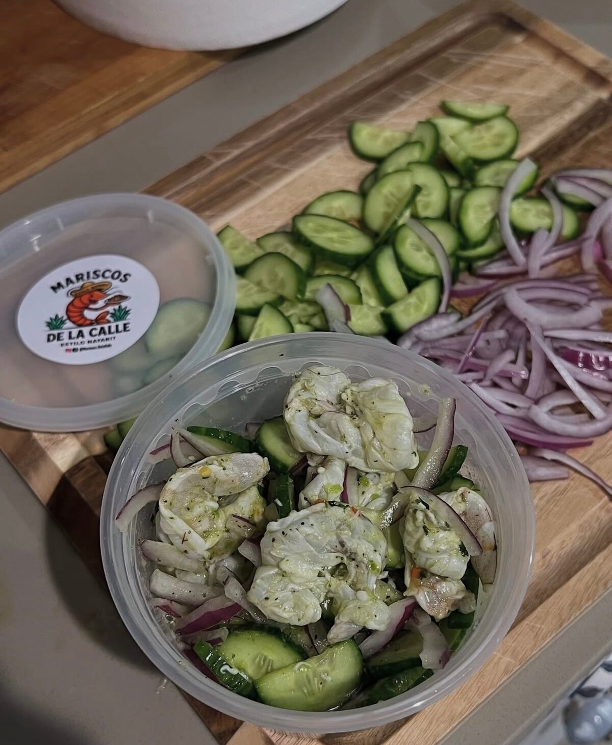 Tosti salsa verde with fresh cucumber